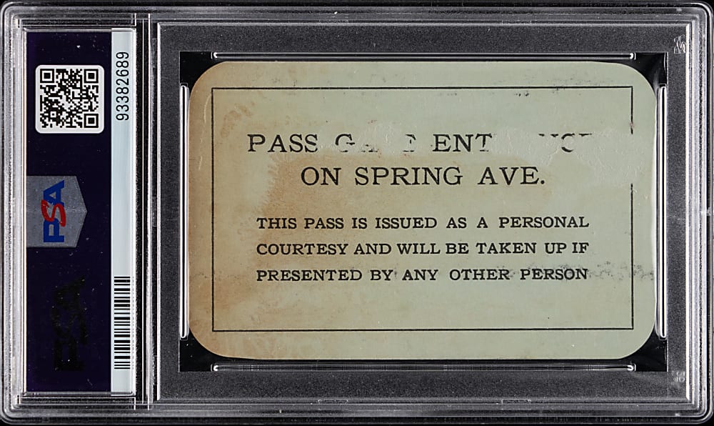 1929 St. Louis Browns Season Pass PSA GOOD 2 - (4) Babe Ruth Career Home Runs!