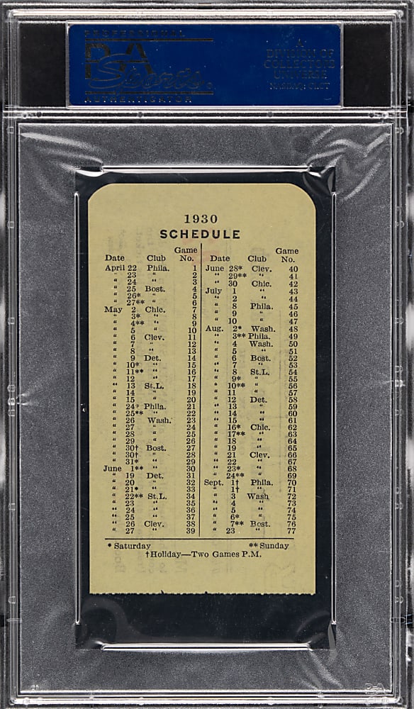 June 30, 1930 New York Yankees vs. Chicago White Sox Press Pass PSA EX-MT 6 - Babe Ruth Career Home Run #546!