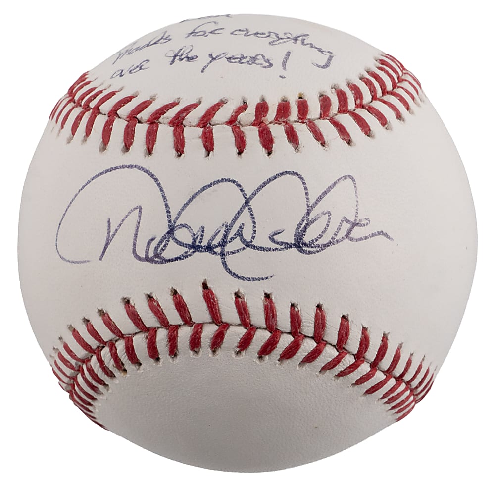 Derek Jeter Single-Signed OML/Selig Baseball with Inscription to Ken Singleton - PSA Sticker