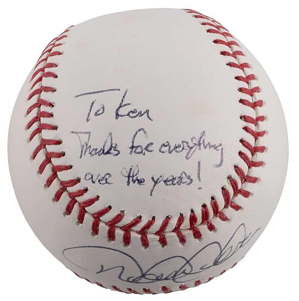 Derek Jeter Single-Signed OML/Selig Baseball with Inscription to Ken Singleton - PSA Sticker
