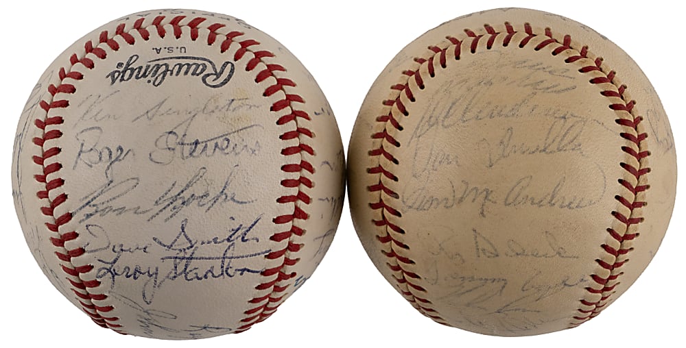 1969 Memphis Blues & 1971 New York Mets Team-Signed Baseball Pair - Ken Singleton Collection