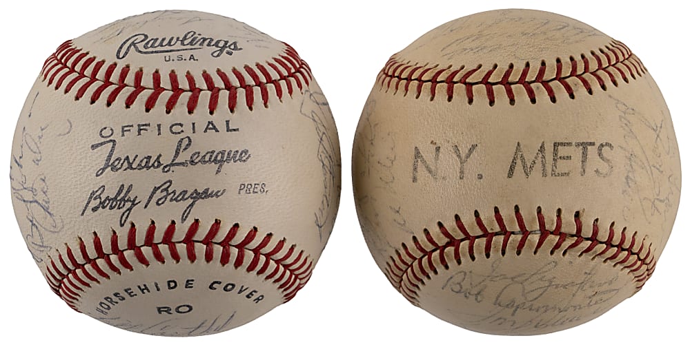 1969 Memphis Blues & 1971 New York Mets Team-Signed Baseball Pair - Ken Singleton Collection