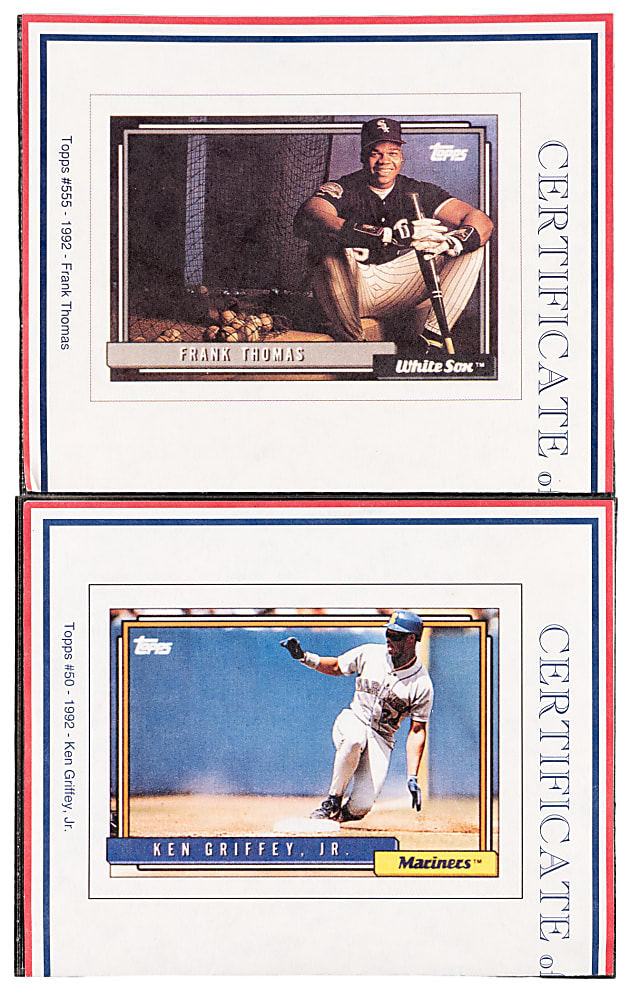 1992 Topps/Highland Mint Limited Edition Pure Silver Baseball Cards (2) with Ken Griffey Jr. & Frank Thomas