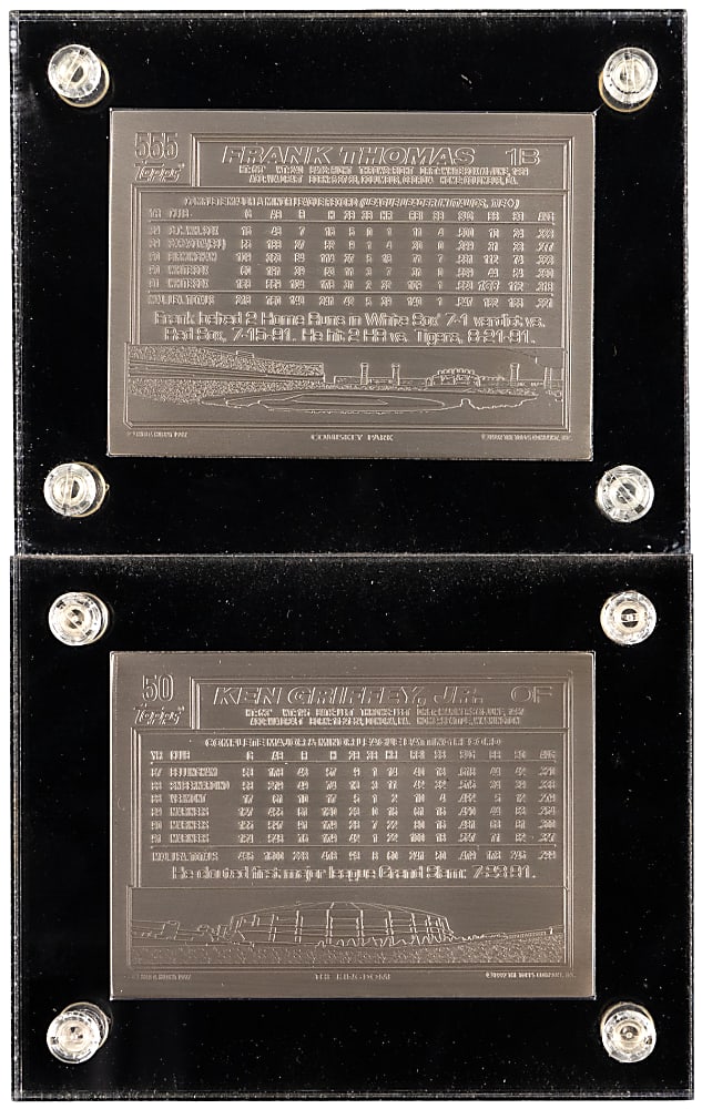 1992 Topps/Highland Mint Limited Edition Pure Silver Baseball Cards (2) with Ken Griffey Jr. & Frank Thomas