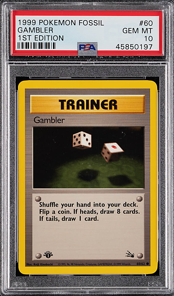 1999 Pokémon Fossil 1st Edition #60 Gambler PSA GEM MINT 10