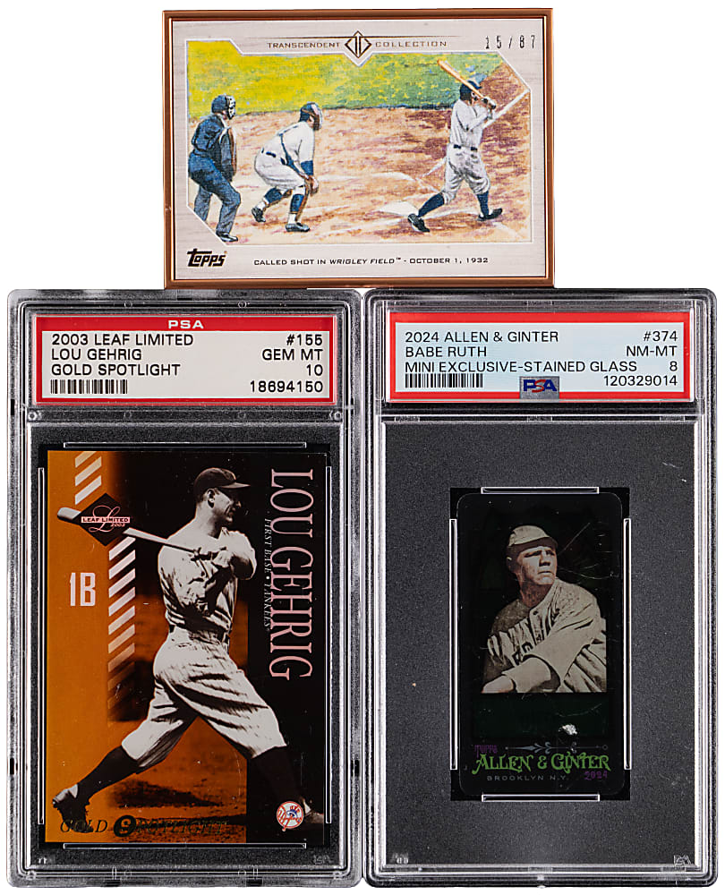 2003-2024 Babe Ruth & Lou Gehrig Numbered and Insert Trio with (2) PSA Graded