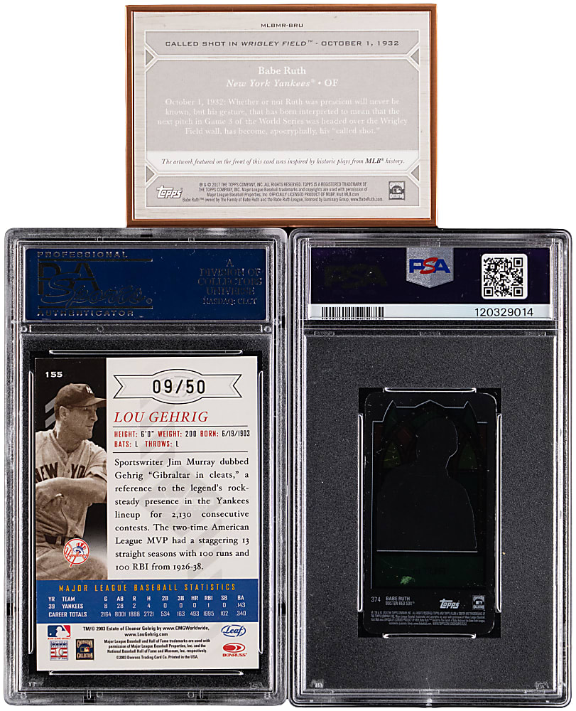 2003-2024 Babe Ruth & Lou Gehrig Numbered and Insert Trio with (2) PSA Graded