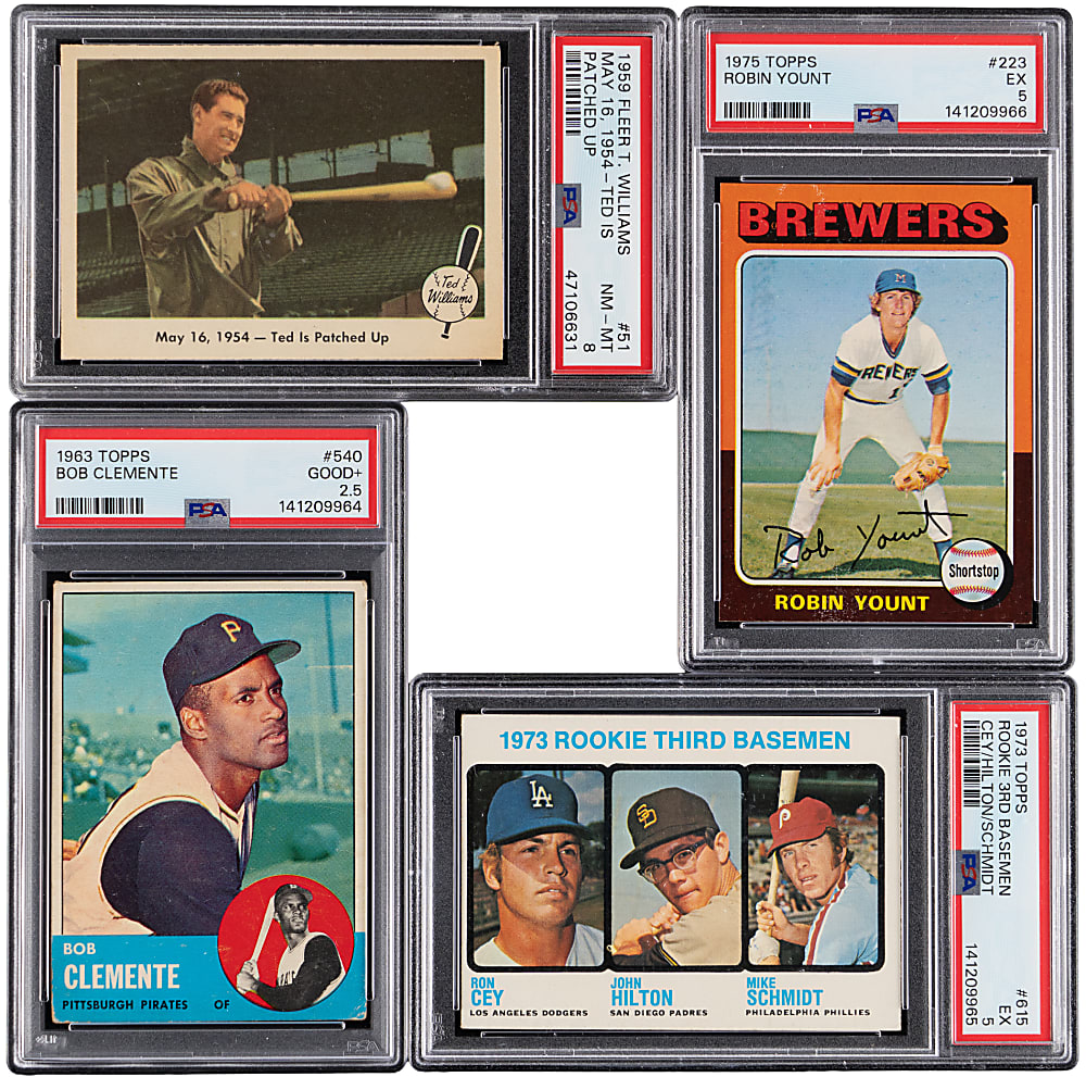 1959-1975 Hall of Fame PSA Graded Quartet with Schmidt & Yount Rookies