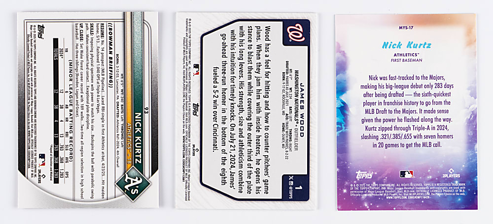 2025 Topps & Bowman Nick Kurtz & James Wood Rookie Trio