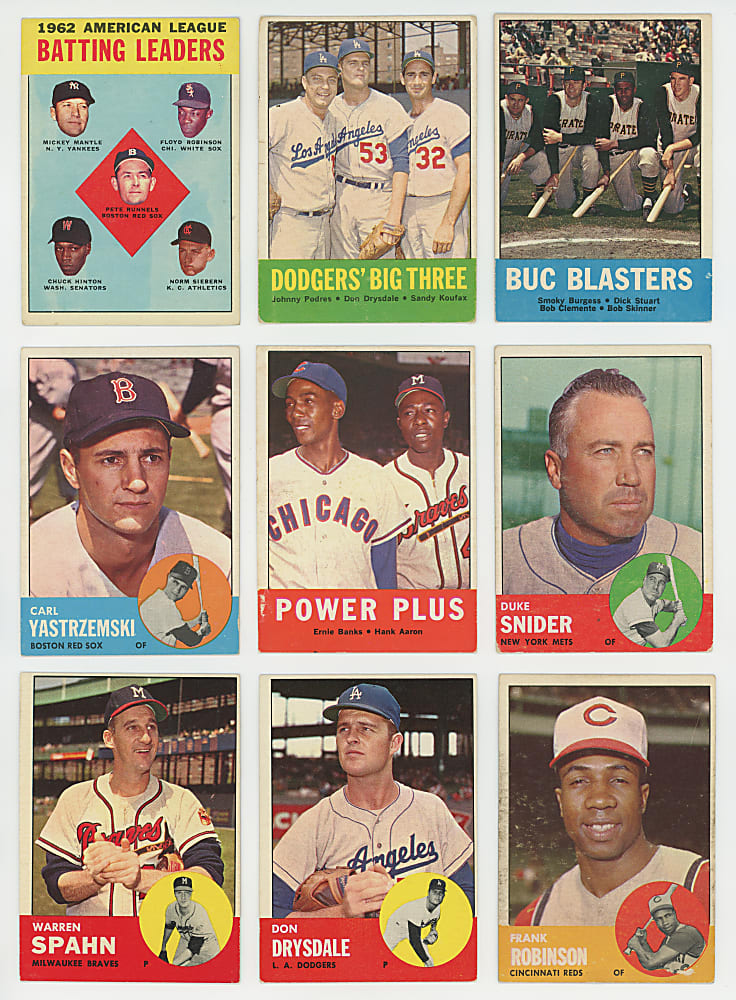 1963 Topps Collection (370) with Partial Set (349/572) with (45+) Hall of Famers Including Aaron, Koufax & Mantle