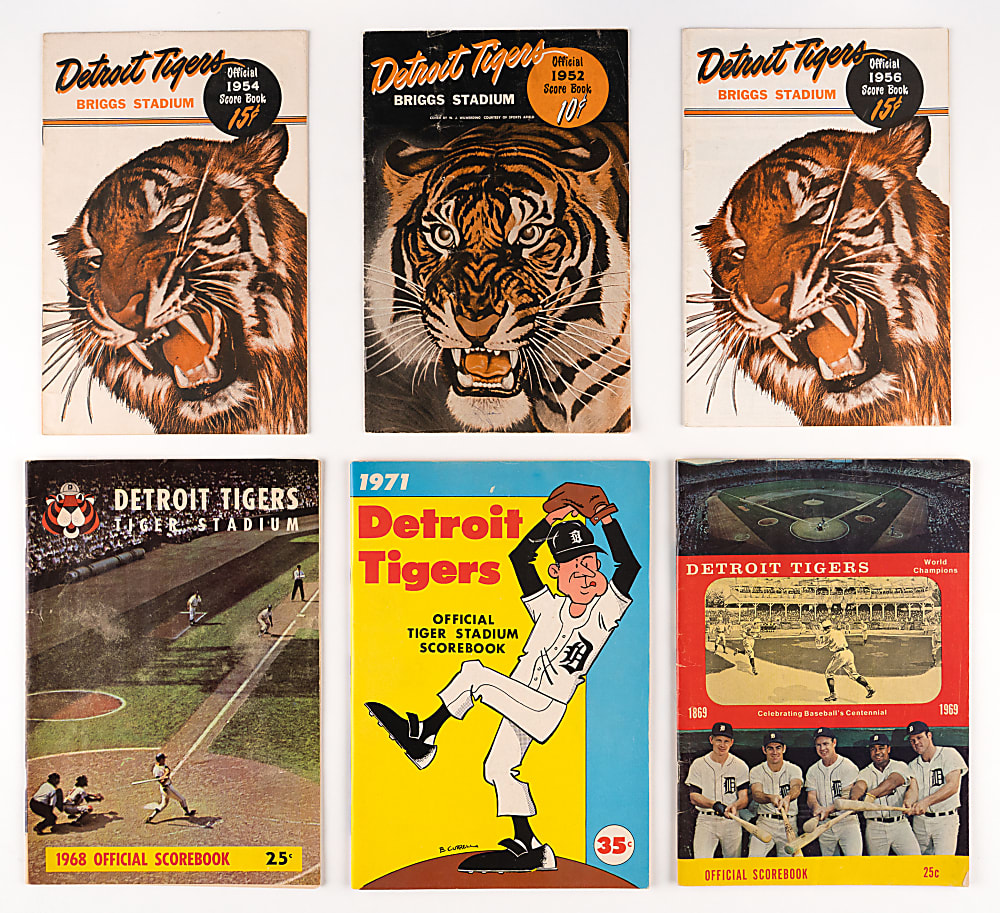 1952-1971 Detroit Tigers Scorecards (13) - All Different Years with 1954 Al Kaline Example