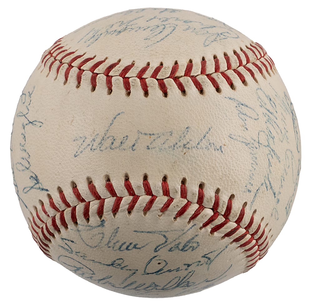 1957 Brooklyn Dodgers Team-Signed ONL/Giles Baseball with (26) Signatures Including Reese, Alston, Drysdale, Hodges & Campanella - Final Year in Brooklyn!