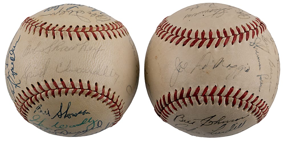 New York Yankees Multi-Signed Baseball Pair with 1948 Team-Signed & 1970s Reunion Signed
