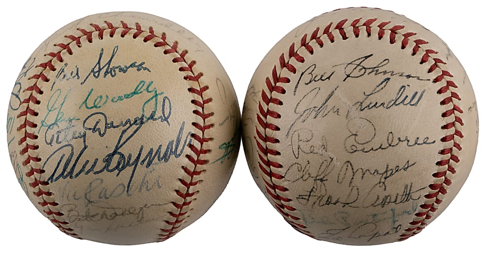 New York Yankees Multi-Signed Baseball Pair with 1948 Team-Signed & 1970s Reunion Signed