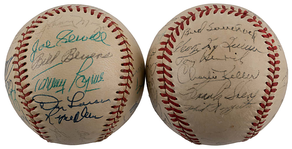 New York Yankees Multi-Signed Baseball Pair with 1948 Team-Signed & 1970s Reunion Signed