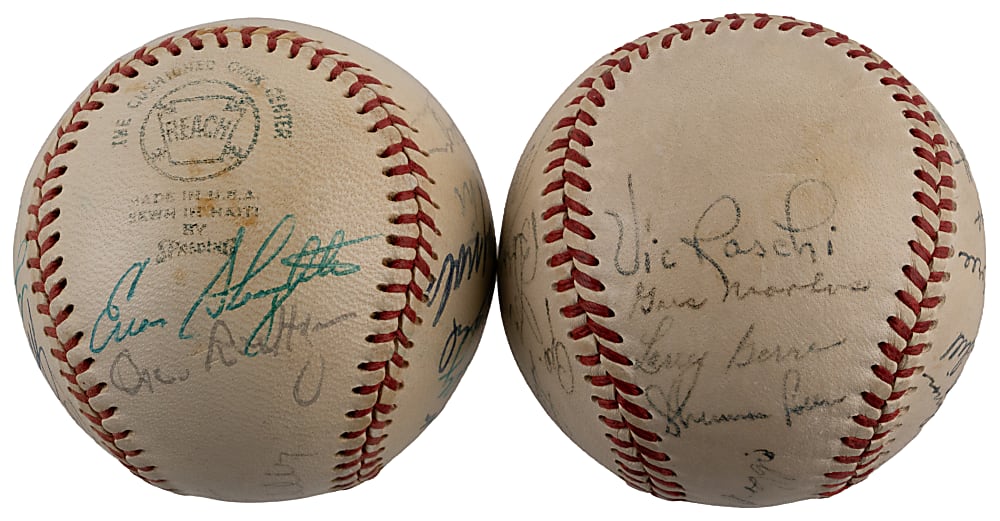 New York Yankees Multi-Signed Baseball Pair with 1948 Team-Signed & 1970s Reunion Signed