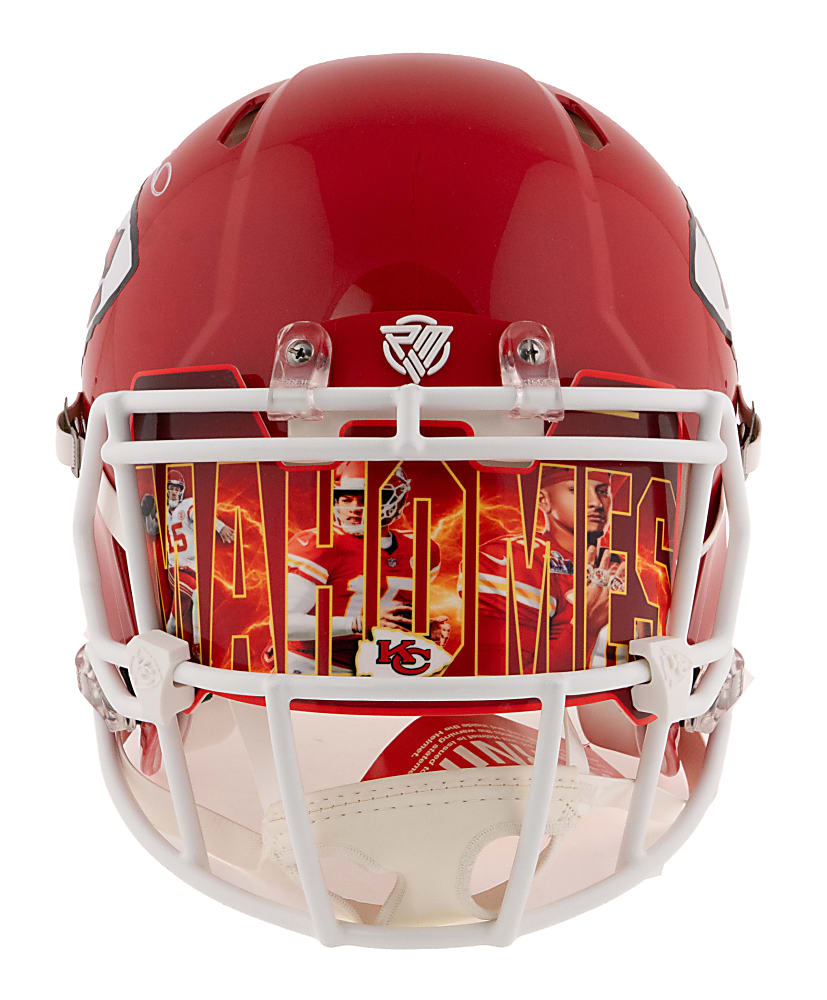Patrick Mahomes Signed Full-Size Authentic Helmet with PM Customizations - Beckett Witnessed Hologram