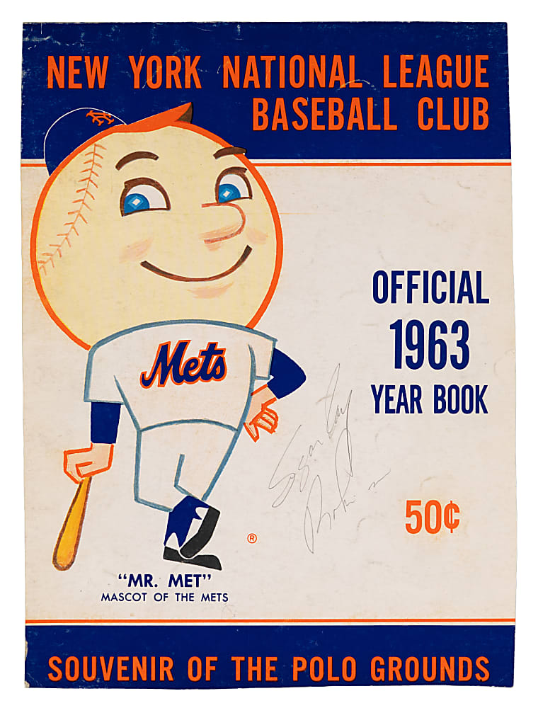1963 New York Mets Yearbook Cover Signed by Sugar Ray Robinson