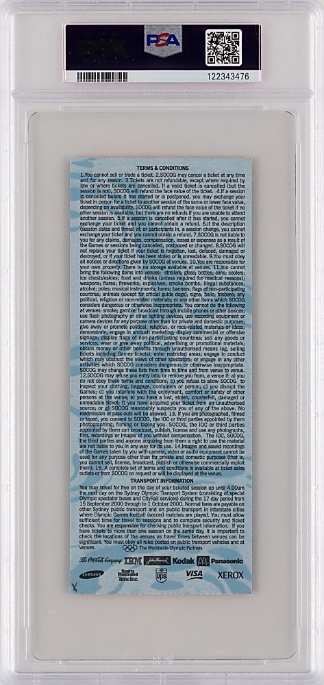 2000 Sydney Olympics Men's 200M Butterfly Heats Ticket Stub PSA EX 5 - Michael Phelps Olympic Debut!!