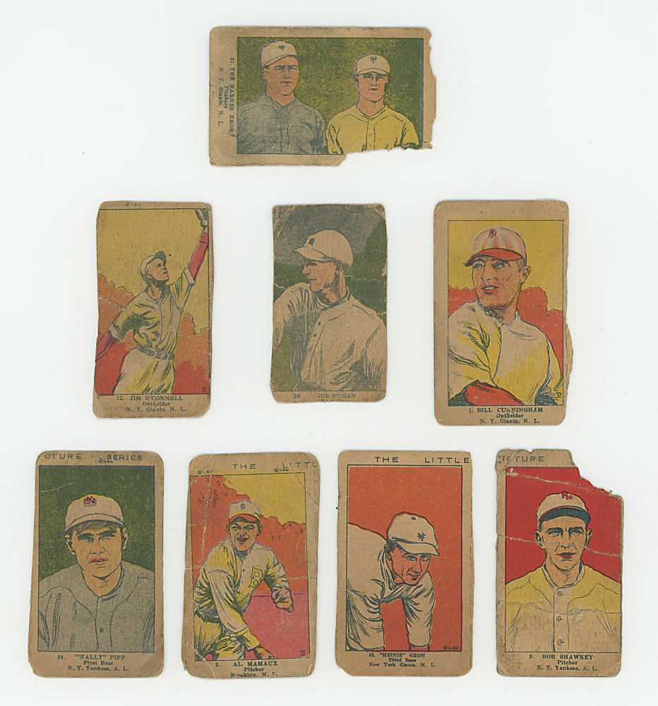 1923 W515-2 Strip Card Starter Set (17) with (9) Hall of Famers Including Rogers Hornsby & Walter Johnson