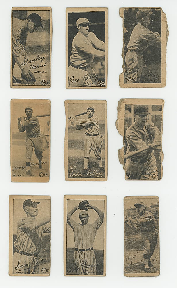 1923 W572 Strip Card Starter Set (36) with (9) Hall of Famers Including Eddie Collins & Pie Traynor