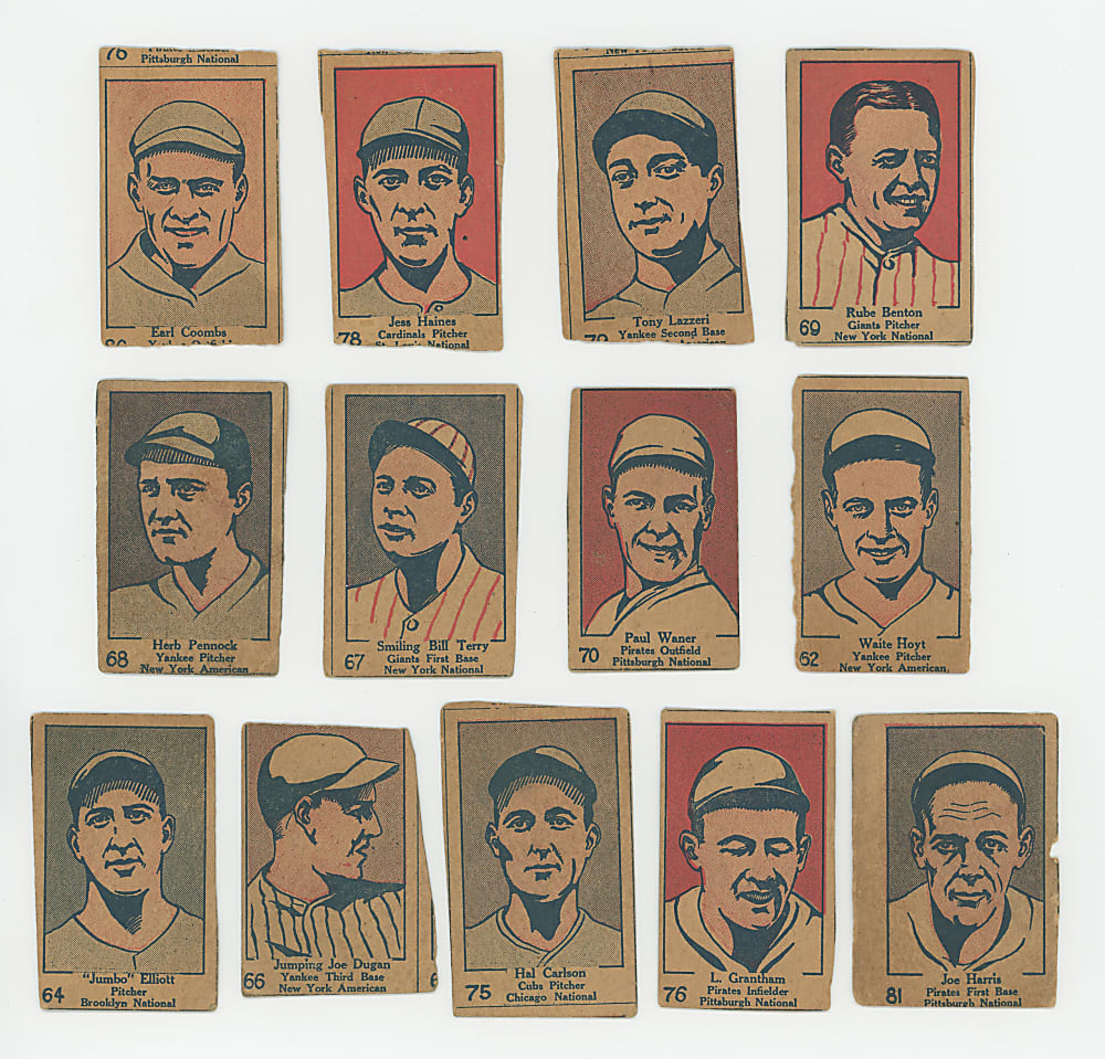 1928 W513 Strip Card Collection (13) with (7) Hall of Famers