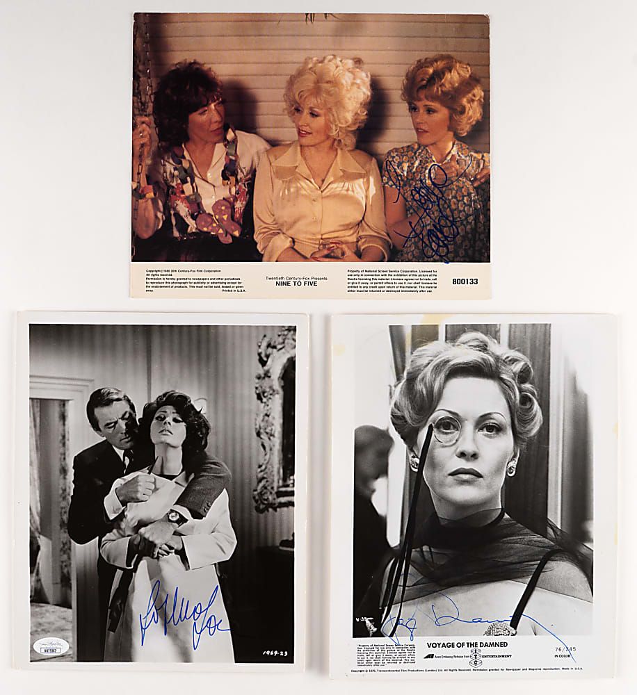 Faye Dunaway, Jane Fonda & Sophia Loren Single-Signed Photo Trio - Each with JSA