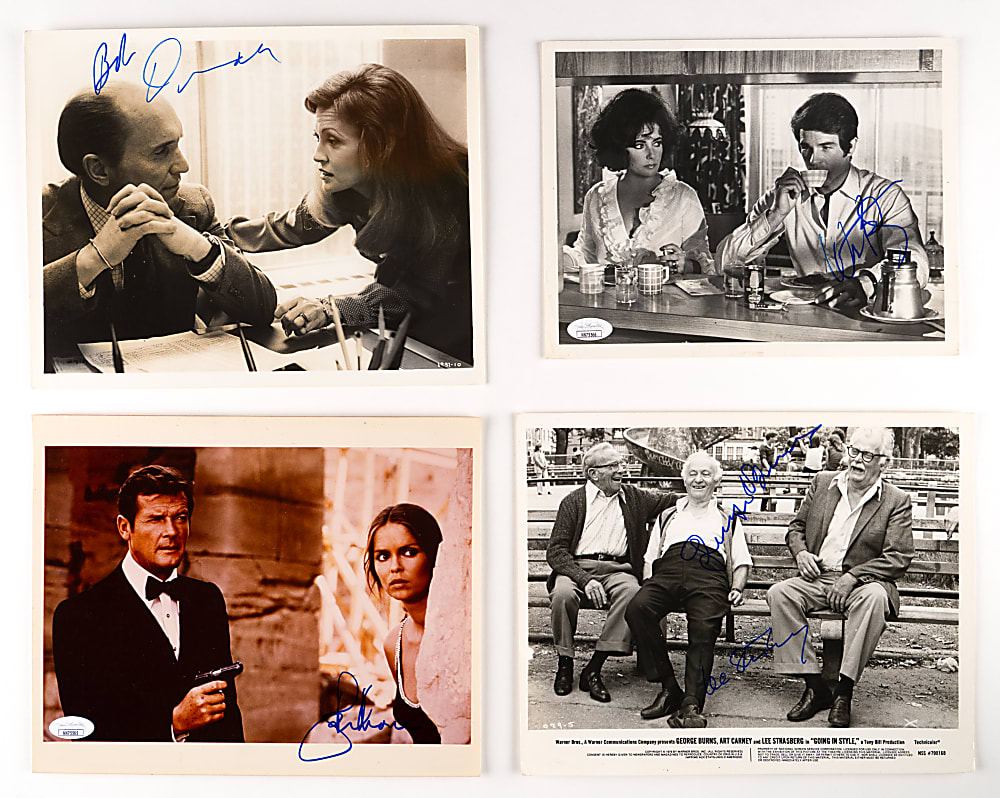 Leading Men Single-Signed Photos (4) with Robert Duvall & Roger Moore and (1) dual-signed with Burns/Strasberg - Each with JSA