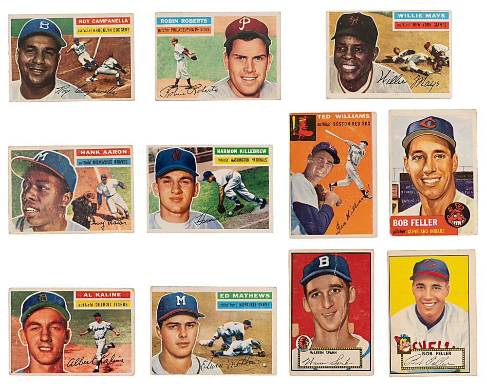 1952-1956 Topps Hall of Famers (11) with Aaron, Mays & T. Williams