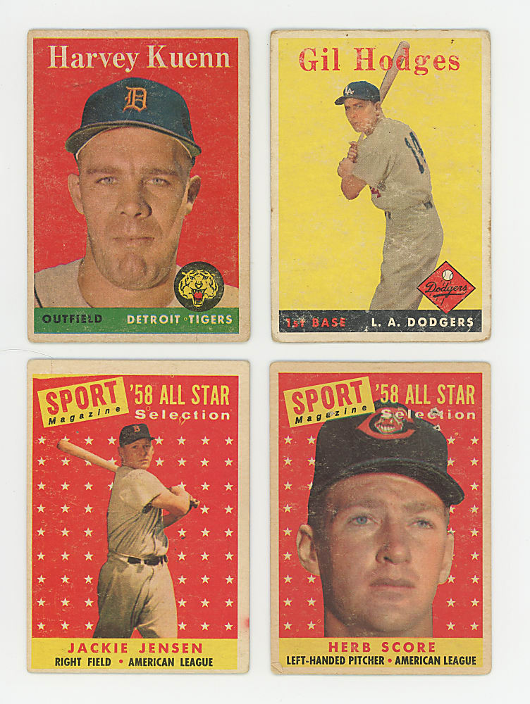 1957 & 1958 Topps Hall of Fame & Star Collection (22) with (2) Koufax, (2) T. Williams, Aaron & Mantle
