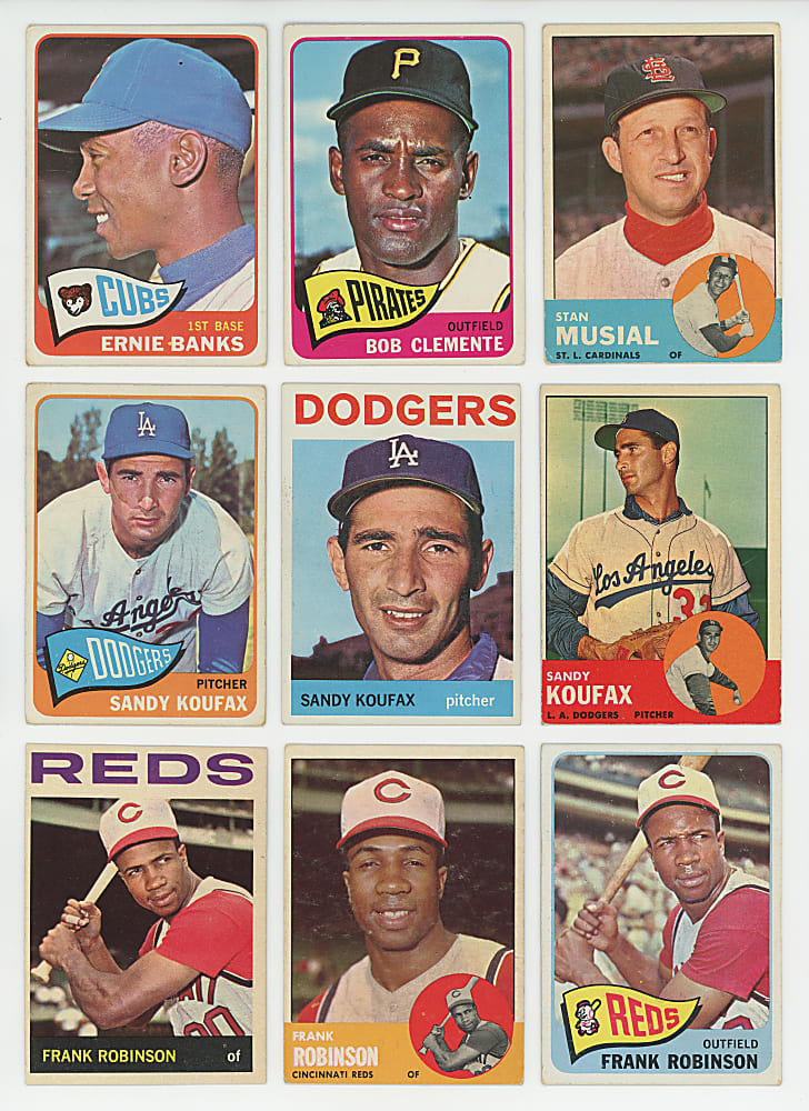 1963-1965 Topps Hall of Fame & Star Collection (43) with (3) Aaron, (3) Clemente, (3) Koufax & (3) Mays