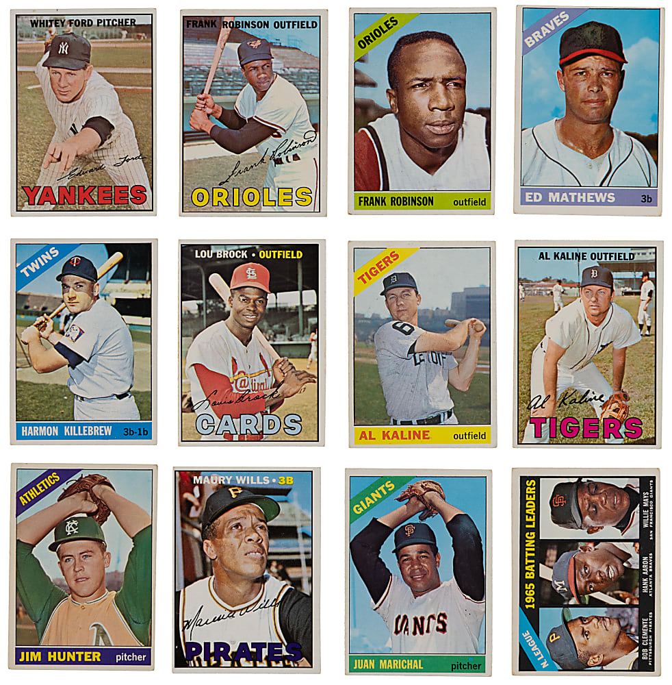 1966 & 1967 Topps Hall of Fame & Star Collection (36) with (2) Aaron, (2) Clemente, (2) Mays & Koufax