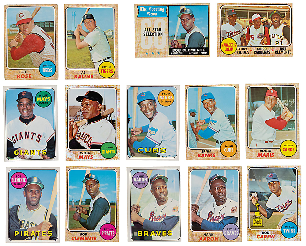 1968 & 1969 Topps Hall of Fame & Star Collection (42) with (4) Clemente, (3) Aaron & (2) Mays