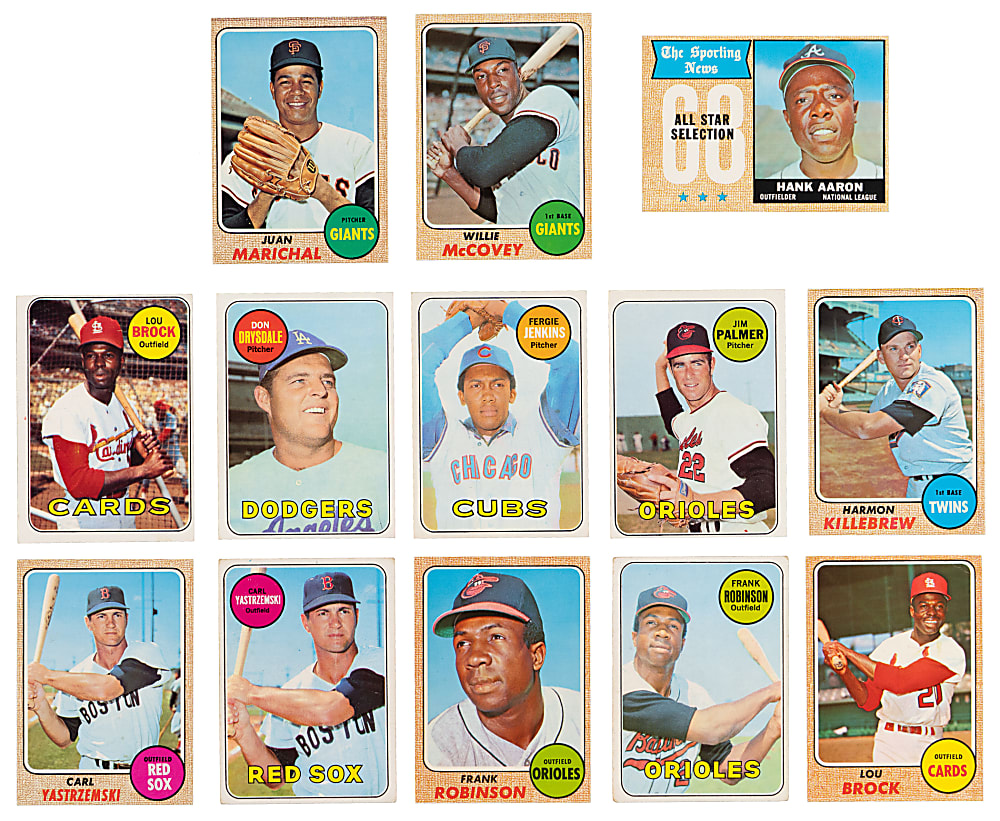 1968 & 1969 Topps Hall of Fame & Star Collection (42) with (4) Clemente, (3) Aaron & (2) Mays
