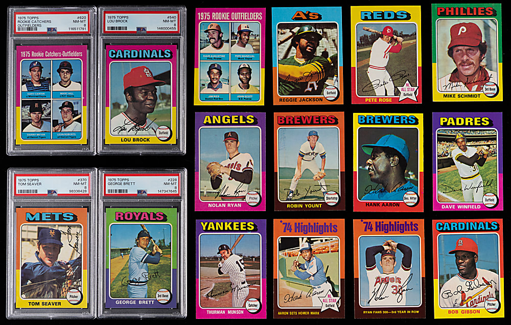 1975 Topps High-Grade Complete Set (660) with (4) PSA NM-MT 8 Graded Stars Including #228 George Brett Rookie