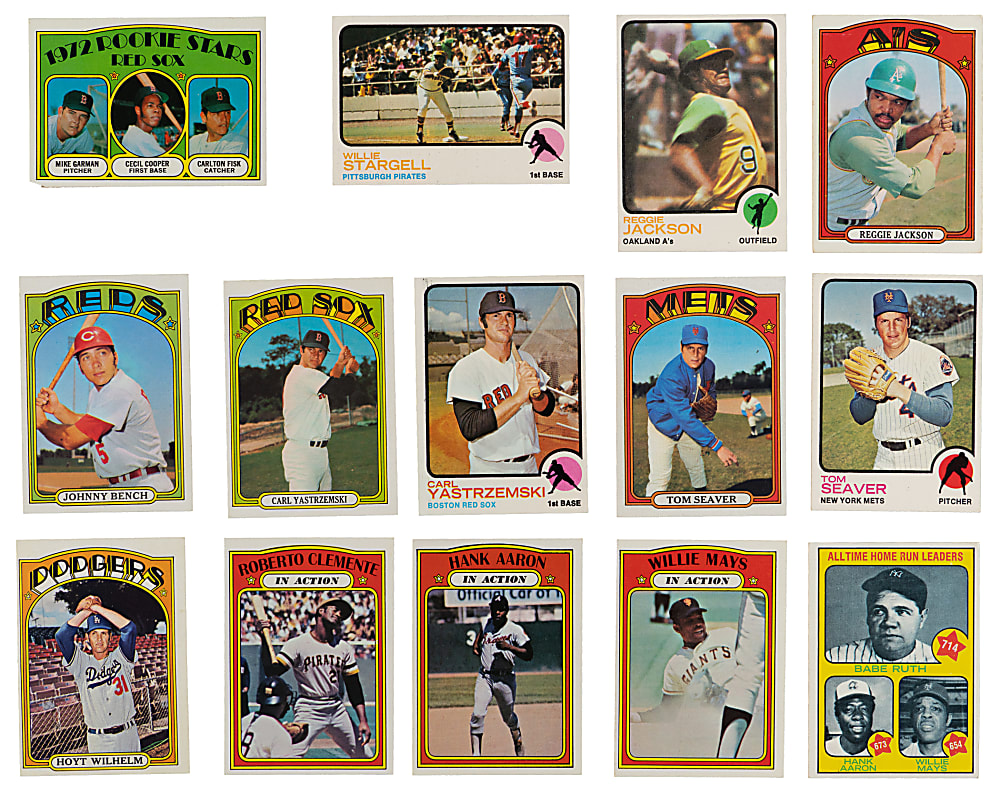 1972 & 1973 Topps Hall of Fame & Star Collection (108) with (4) Aaron, (3) Clemente, (3) Mays & (2) Ryan