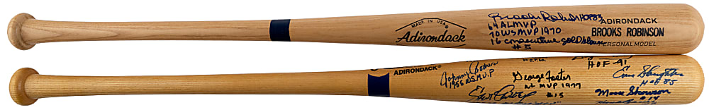 Hall of Famer/Star Signed and Inscribed Bats (2) with Brooks Robinson Single-Signed & Multi-Signed with Bob Feller