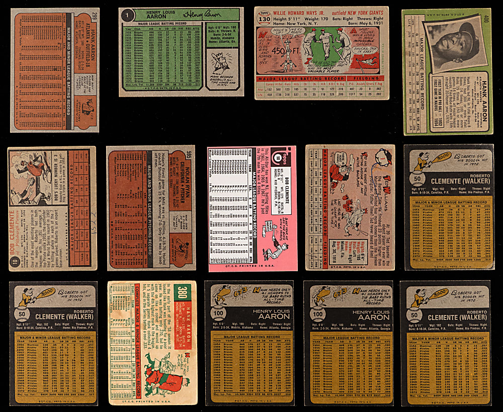 1956-1976 Topps Hall of Fame & Star Collection (64) - Loaded with Aaron, Clemente, Mays & T. Williams