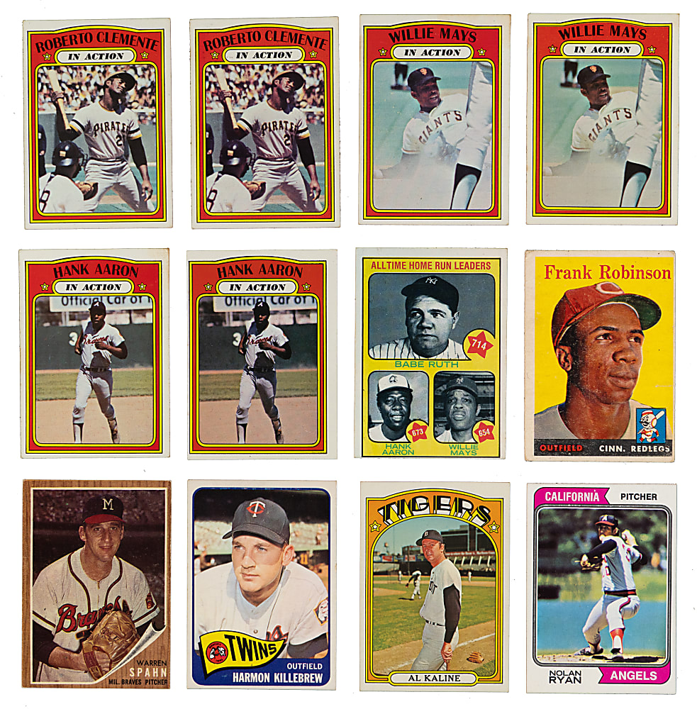 1956-1976 Topps Hall of Fame & Star Collection (64) - Loaded with Aaron, Clemente, Mays & T. Williams