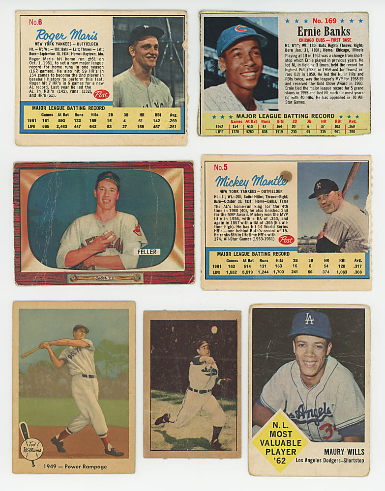 1912-1973 Hall of Fame & Star Collection (34) with T202 Cobb End Panel, Mantle & T. Williams