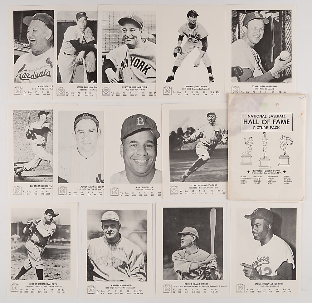 1912-1973 Hall of Fame & Star Collection (34) with T202 Cobb End Panel, Mantle & T. Williams