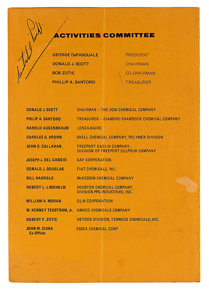 Satchel Paige Signed 1971 Dinner Program