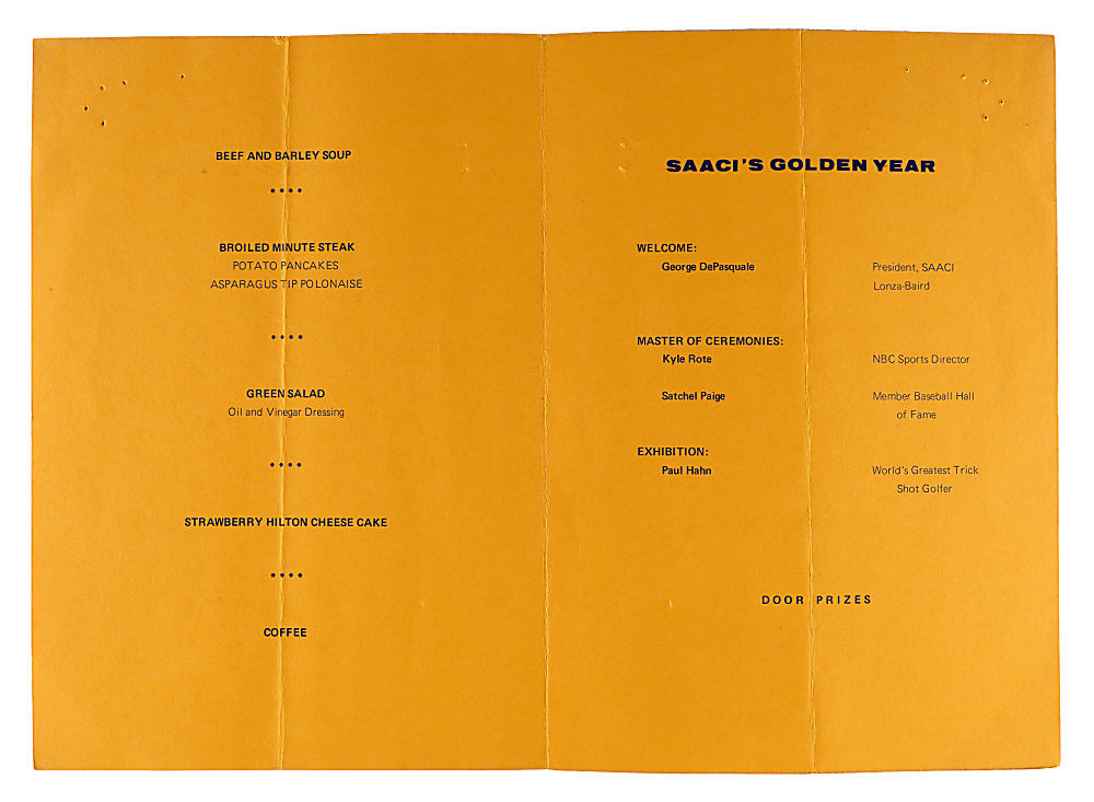 Satchel Paige Signed 1971 Dinner Program