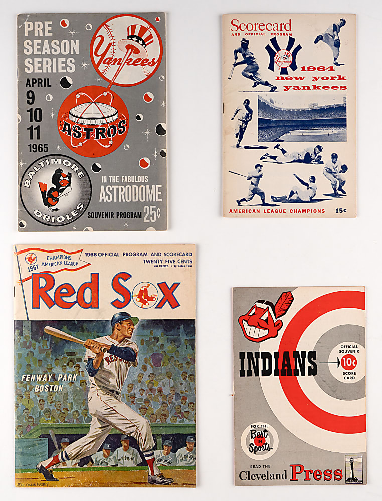 1952-1968 Mickey Mantle Milestone Program & Scorecard Group (4)