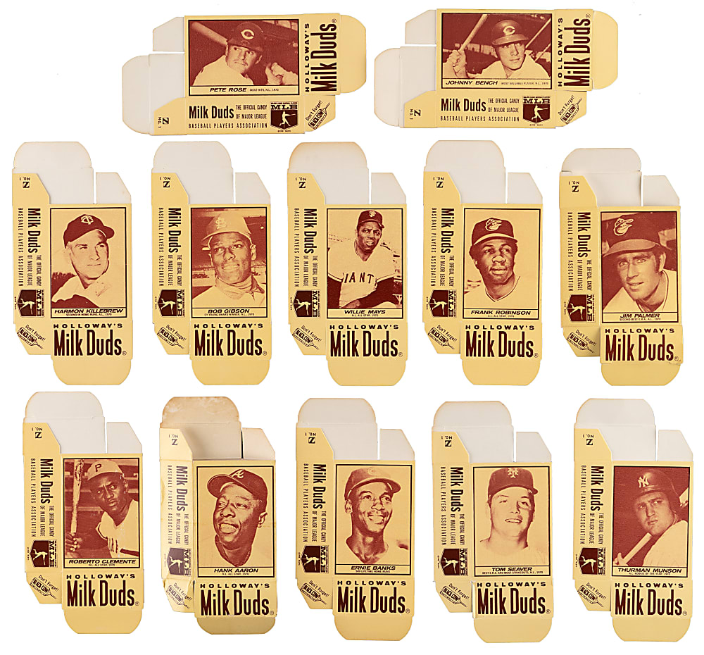 1971 Milk Duds Near Complete Set (70/72) in Complete Boxes - Clean!