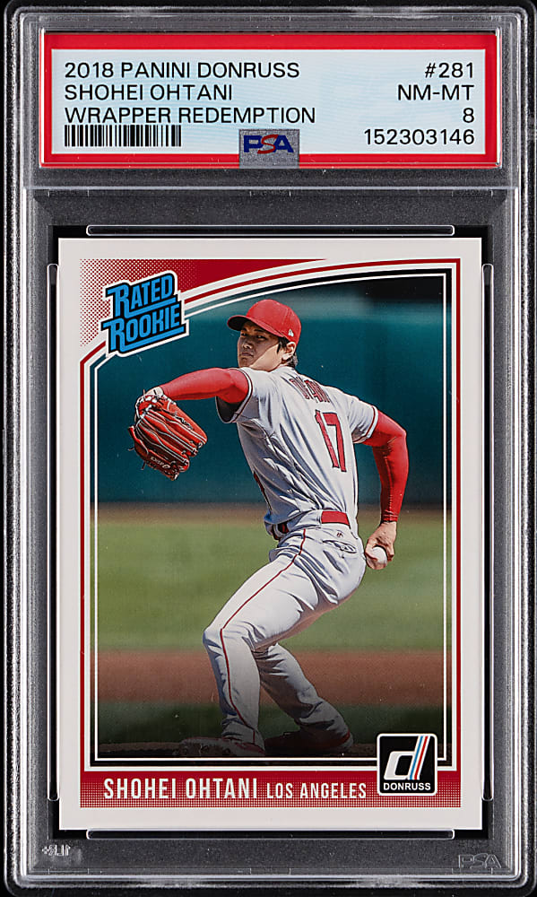 2018 Panini Donruss #281 Shohei Ohtani Rated Rookie Wrapper Redemption PSA NM-MT 8