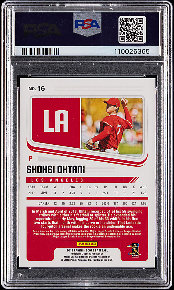 2018 Panini Chronicles #16 Shohei Ohtani Score-Teal Rookie #/199 PSA NM-MT 8