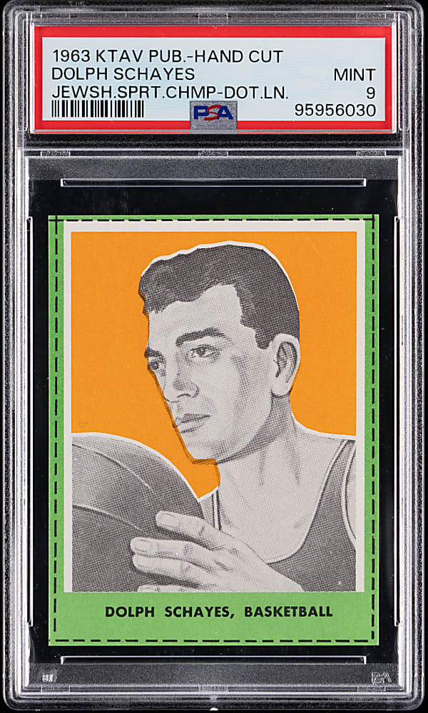 1963 KTAV Jewish Sports Champions Dolph Schayes Hand Cut PSA MINT 9
