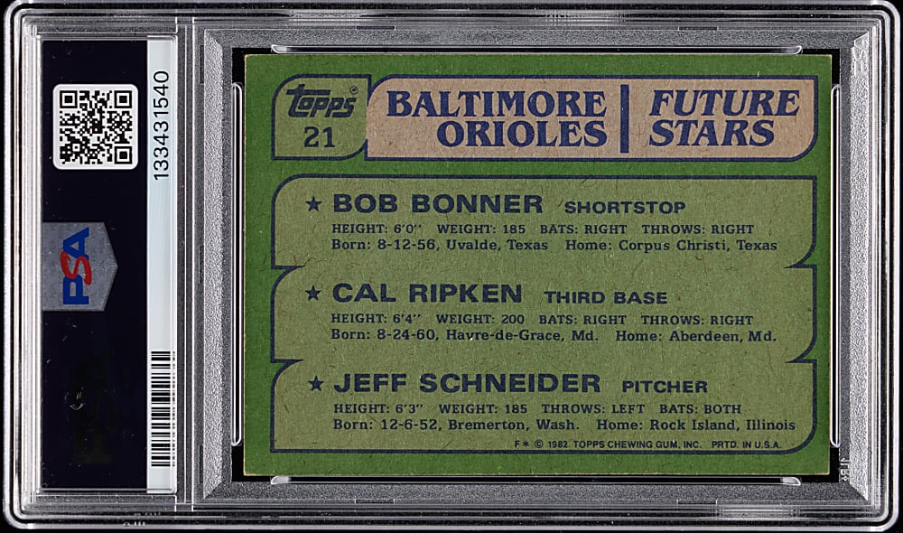 1982 Topps #21 Cal Ripken Jr. Period Signed Rookie PSA/DNA Authentic - Early Signature!