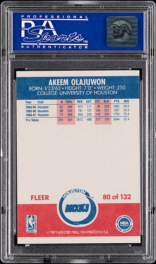 1987-1988 Fleer Basketball #80 Akeem Olajuwon PSA MINT 9